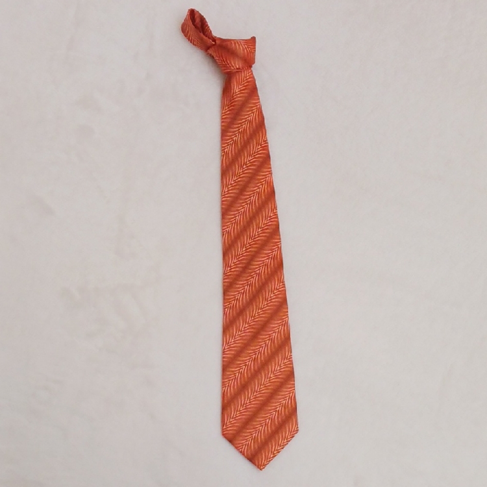 Vibrant Orange Diagonal Striped Tie